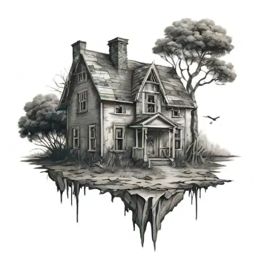 Abandoned House tattoo design idea