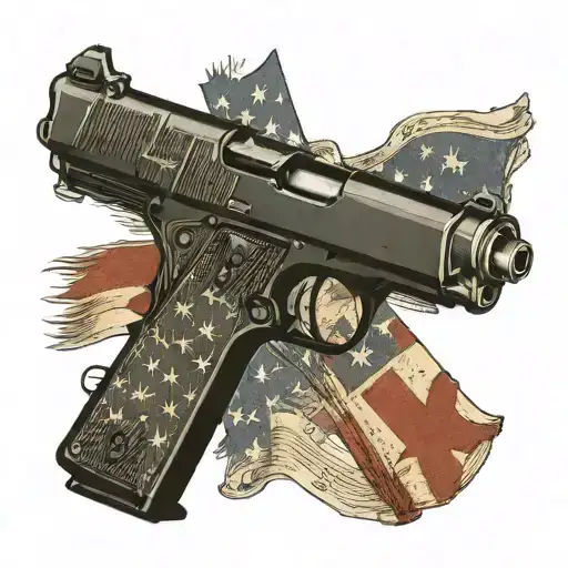 1911 Pistol American flag bible US constitution tattoo design idea