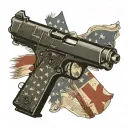 1911 Pistol American flag bible US constitution tattoo design idea