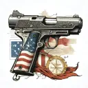 1911 Pistol American flag bible US constitution tattoo design idea