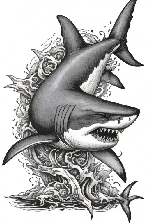 great white shark tattoo design idea