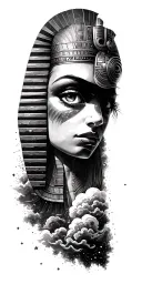 Space Theme With Cosmic Dust Clouds  Technology with Egyptian And Inka Symbolism And all seing eye tatto tattoo design idea