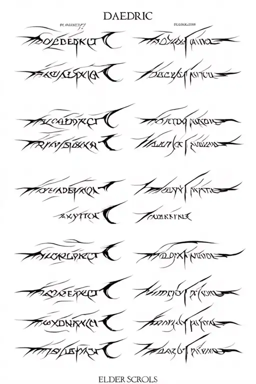 Elder Scrolls daedric script font tattoo design idea