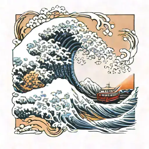 the great wave off kanagawa ink splash tattoo tattoo design idea