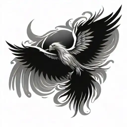 phoenix rising from the ashes tattoo design idea