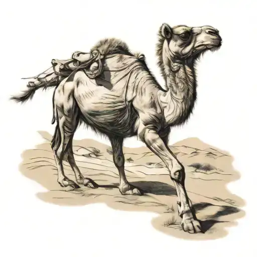camel walks tattoo design idea