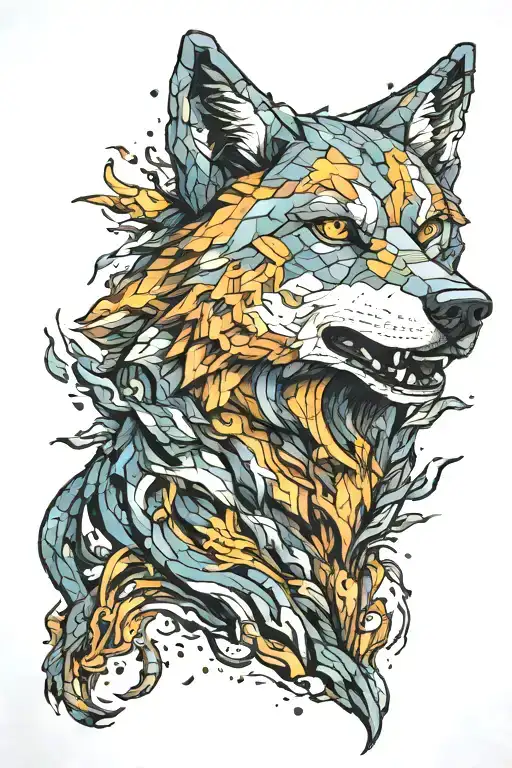 minecraft wolf tattoo design idea