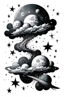 stars, clouds,space tattoo design idea