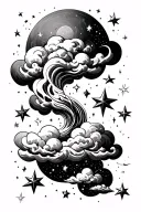 stars, clouds,space tattoo design idea