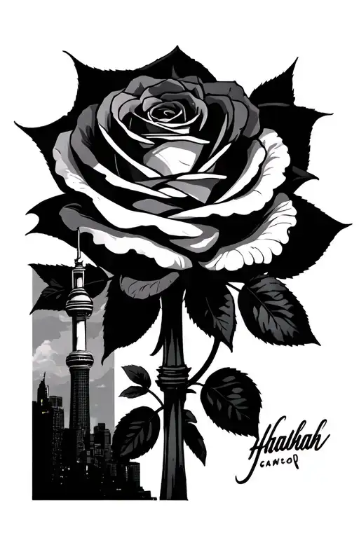 rose with joker hahaha joker with cn tower tattoo design idea