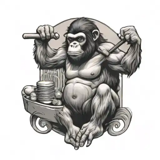 ape and festival scene tattoo design idea