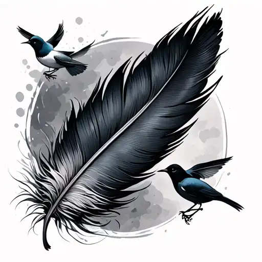 feather to birds flying away tattoo design idea