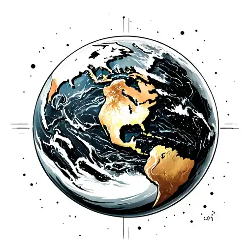 earth with axis on tilt tattoo design idea