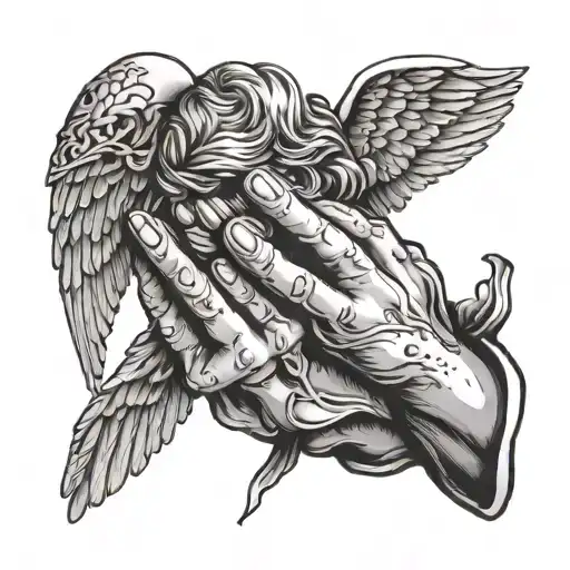 Angel Praying Hands tattoo design idea
