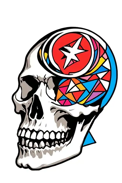 Abstract Grateful Dead stealie logo. *Just* a circle for the skull with triangles beneath it representing the jaw tattoo design idea