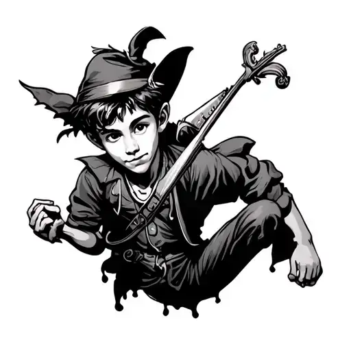 gangster peter pan tattoo design idea