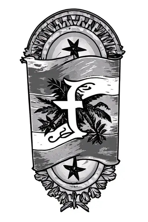 A black and grey tattoo of the Tennessee State Flag  tattoo design idea