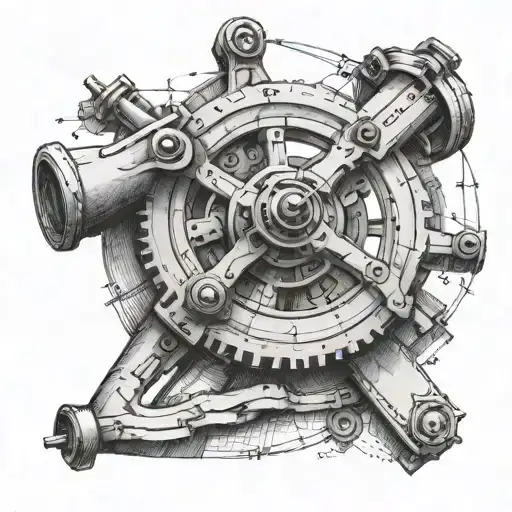technical sketch sextant tattoo design idea
