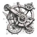 technical sketch sextant tattoo design idea