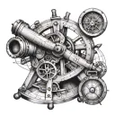 technical sketch sextant tattoo design idea