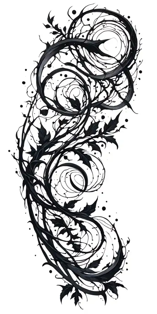 black vines with space and magic theme sleeve tattoo design idea