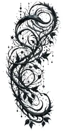 black vines with space and magic theme sleeve tattoo design idea