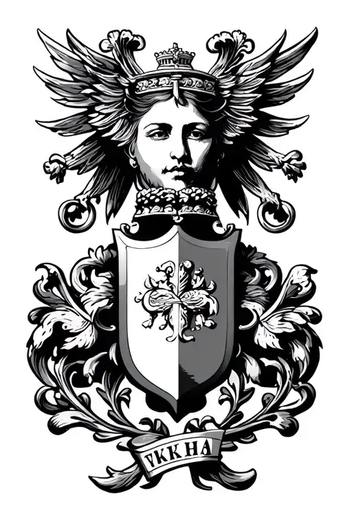 Vyshyvanka with Ukrainian coat of arms tattoo design idea