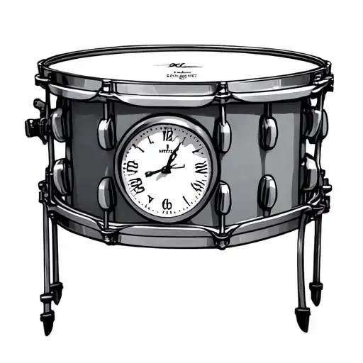 snare drum with clock embedded tattoo design idea