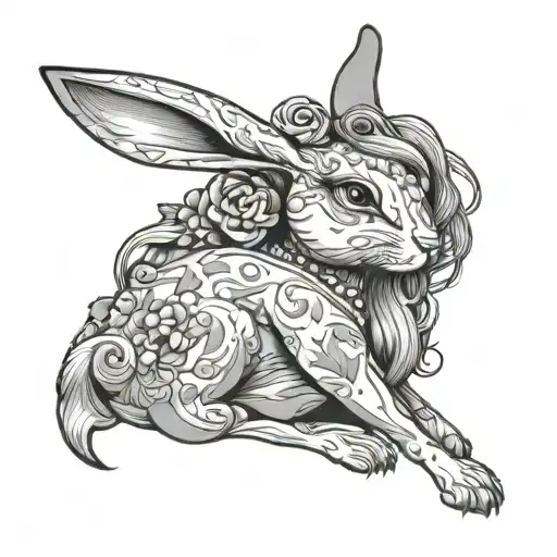 a bunny similar to playboy with a female sexy girl tattoo design idea