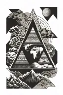 3 stacked triangles with the earth underneath,  tattoo design idea