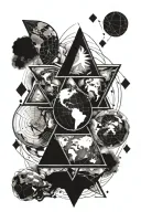 3 stacked triangles with the earth underneath,  tattoo design idea