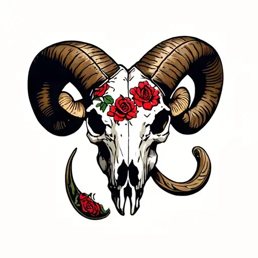 Aries ram skull tattoo design idea