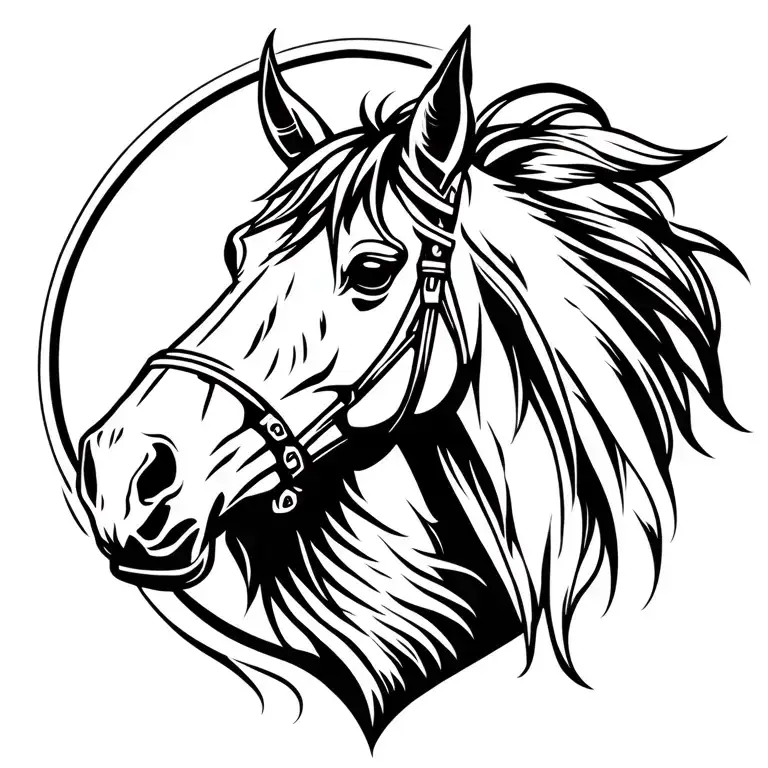 viking horse head tattoo design idea