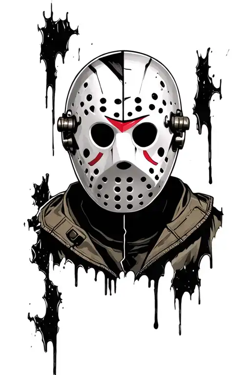 pokemon style jason voorhees mask split tattoo design idea