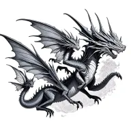 tiny dragons and fairies flying tattoo design idea