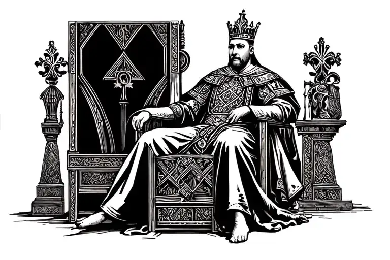 king Baldwin IV sitting on a throne tattoo design idea