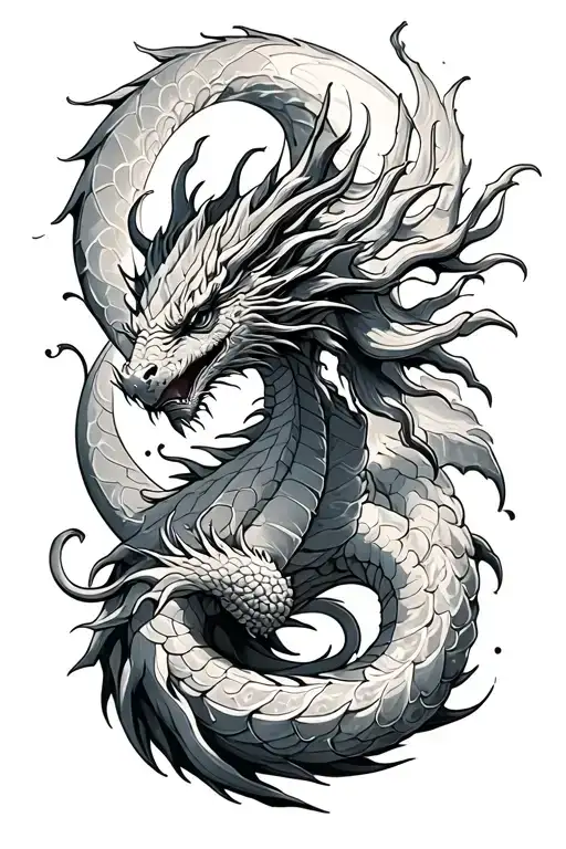 moon dragon tattoo design idea