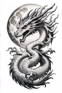 moon dragon tattoo design idea