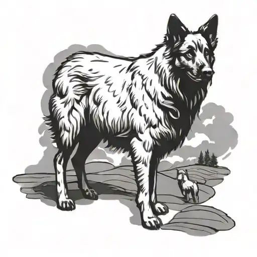 black sheep with a German shepherd silhouette shadow tattoo design idea