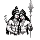 Krishna and karna with arrow  tattoo design idea