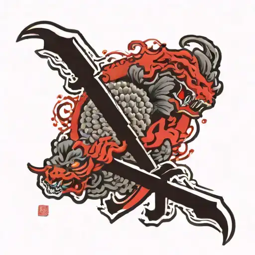 brand of sacrifice berserk with kaizen kanji symbol tattoo design idea