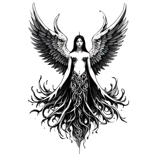 Seraphim with six wings with eyes all over it  tattoo design idea