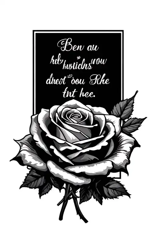 rose and quote tattoo design idea