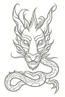serene chinese dragon with front face and sideways body tattoo design idea