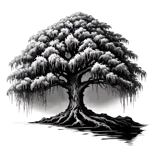 weeping willow tree tattoo design idea