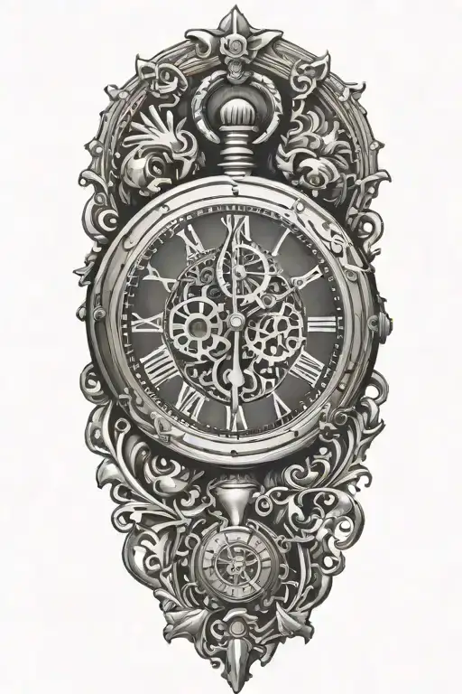 stopwatch surrounded flur de lis tattoo design idea