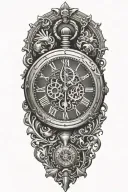 stopwatch surrounded flur de lis tattoo design idea