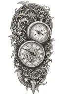 stopwatch surrounded flur de lis tattoo design idea