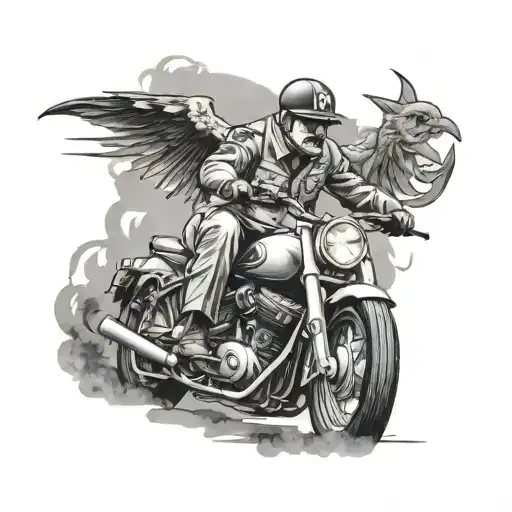adolf hitler motocross doing a wheelie facing forward tattoo design idea