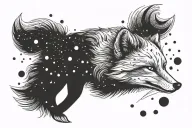 arctic fox space surrounded tattoo design idea